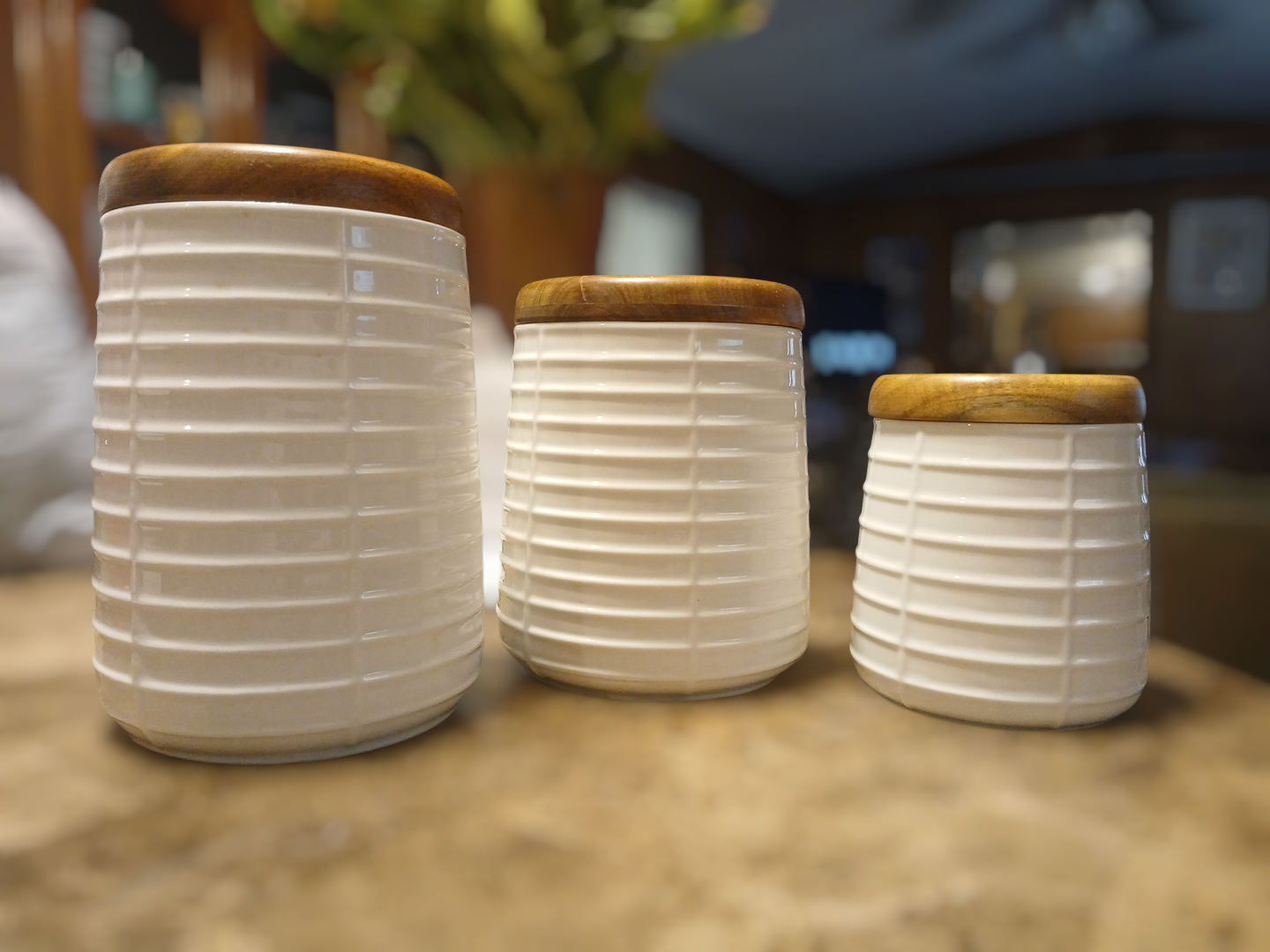 Croise Ciroa Porcelain, Bamboo lid Canister Set