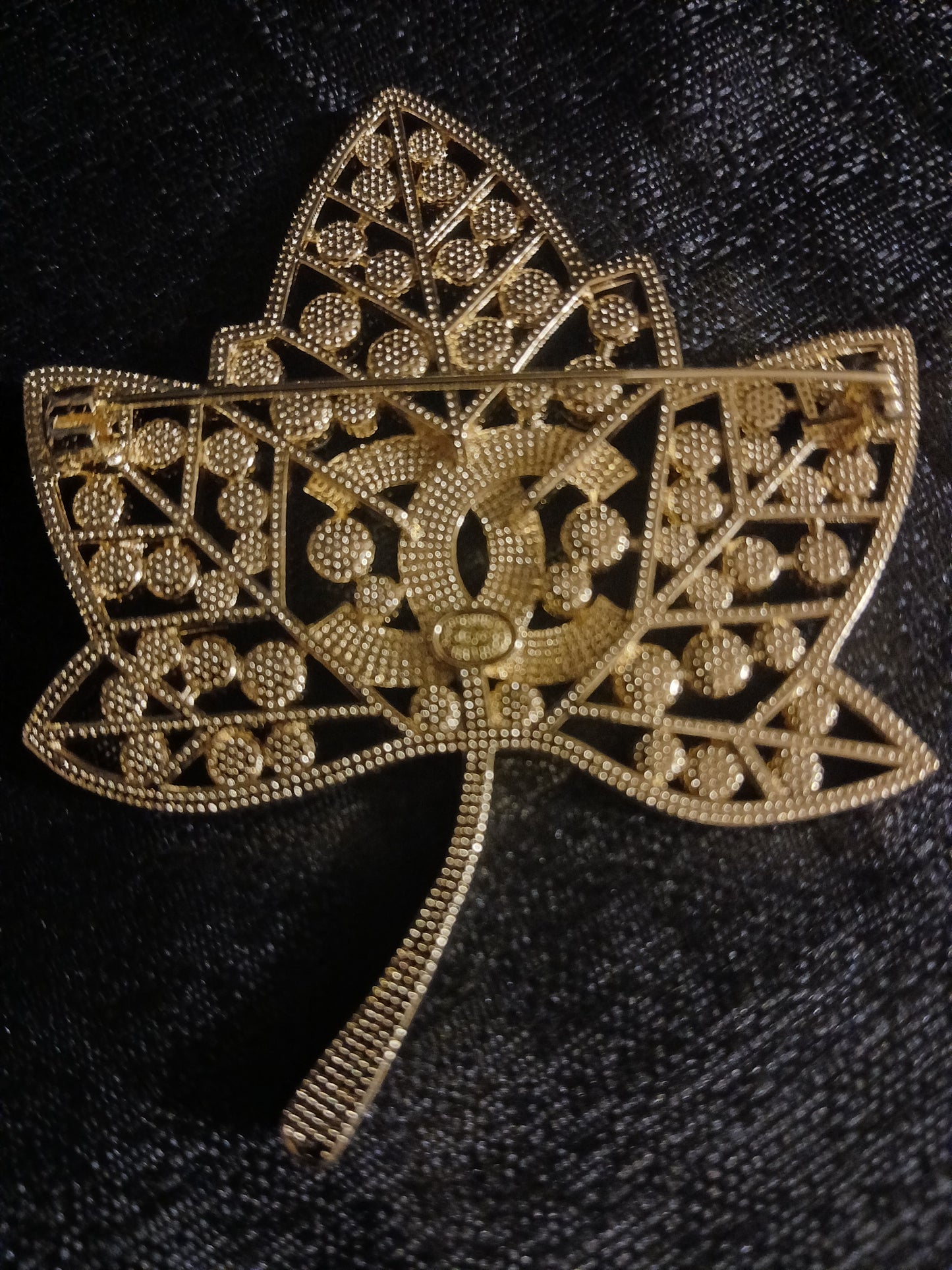 Chanel Large Gold and Pearl Leaf Pin, 2018 Collection