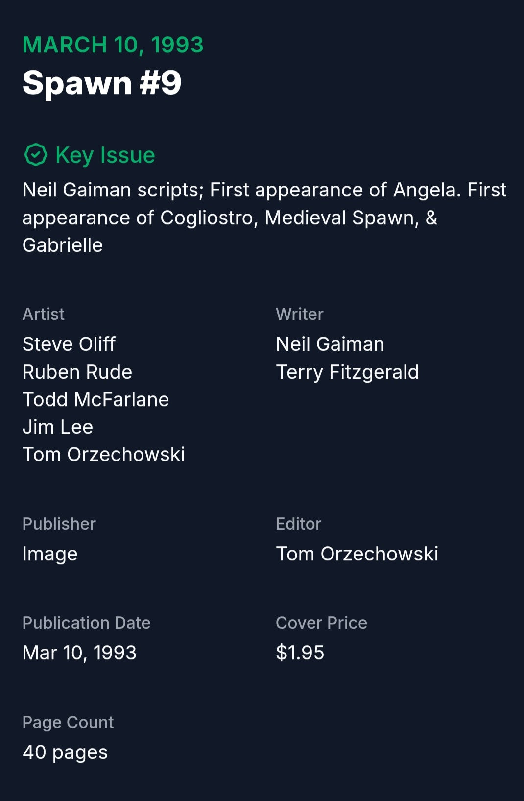 Spawn #9 Comic